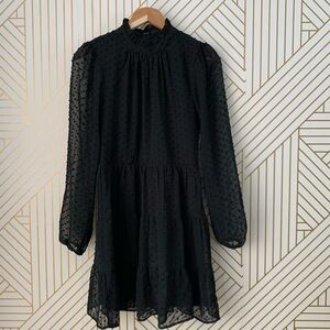 Trixxi Black Swiss Dot Babydoll Dress Whimsigoth Witchy Fairygoth‎ witch chiffon